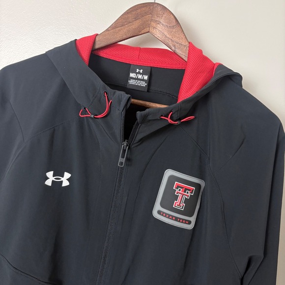 Under Armour Other - Under Armour Texas Tech Jacket Mens M Black Red Full Zip Hooded Outerwear NCAA